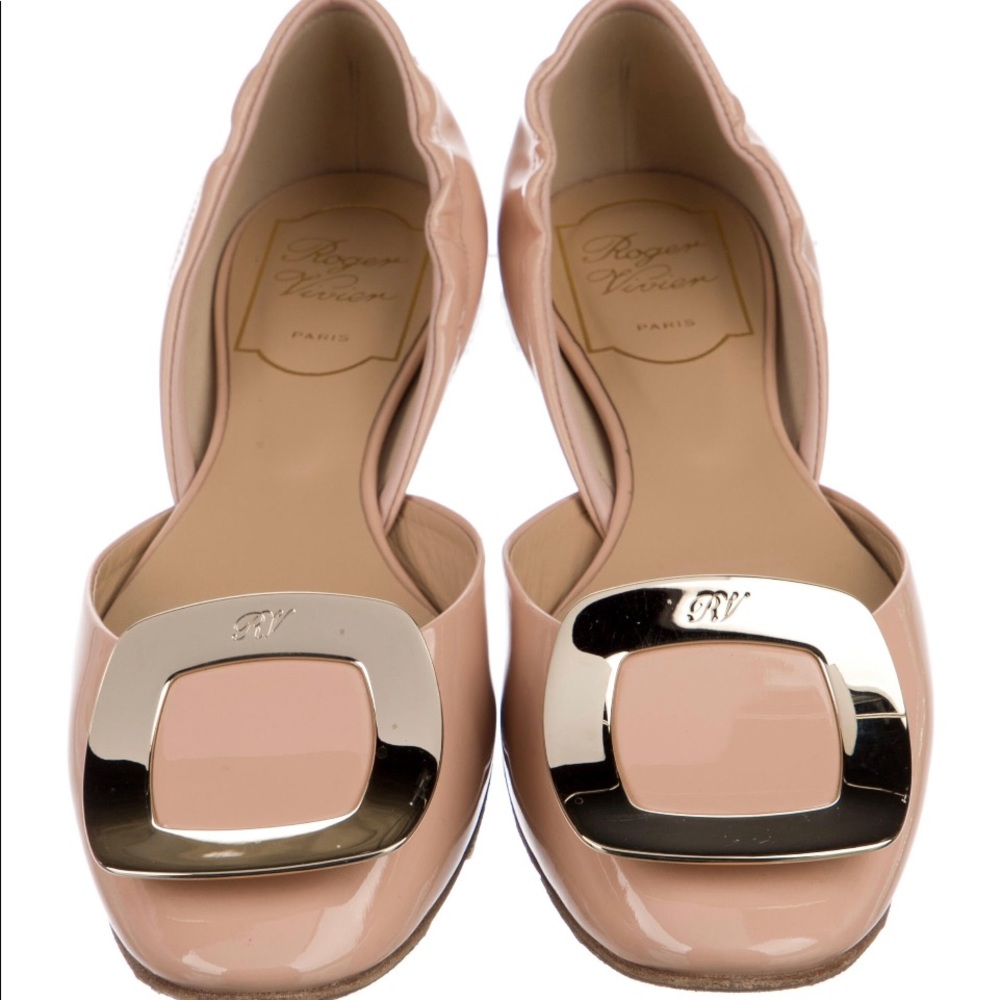 Roger Vivier Patent Leather D'Orsay Flats. size 39.5